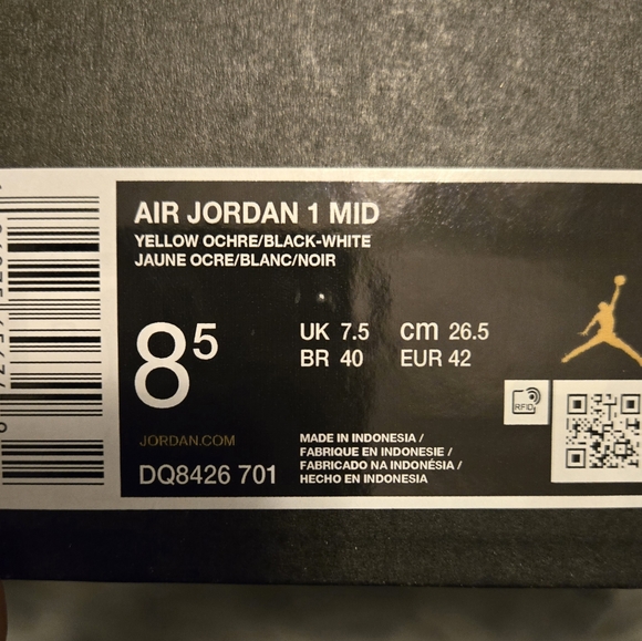 Nike Jordan AJ 1 Mid Men's Yellow Ochre/Black/White Size 8.5 - Picture 3 of 6